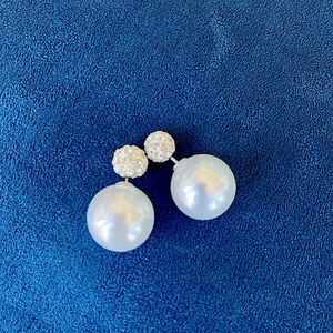 French Style Faux Pearl and Crystal Earrings